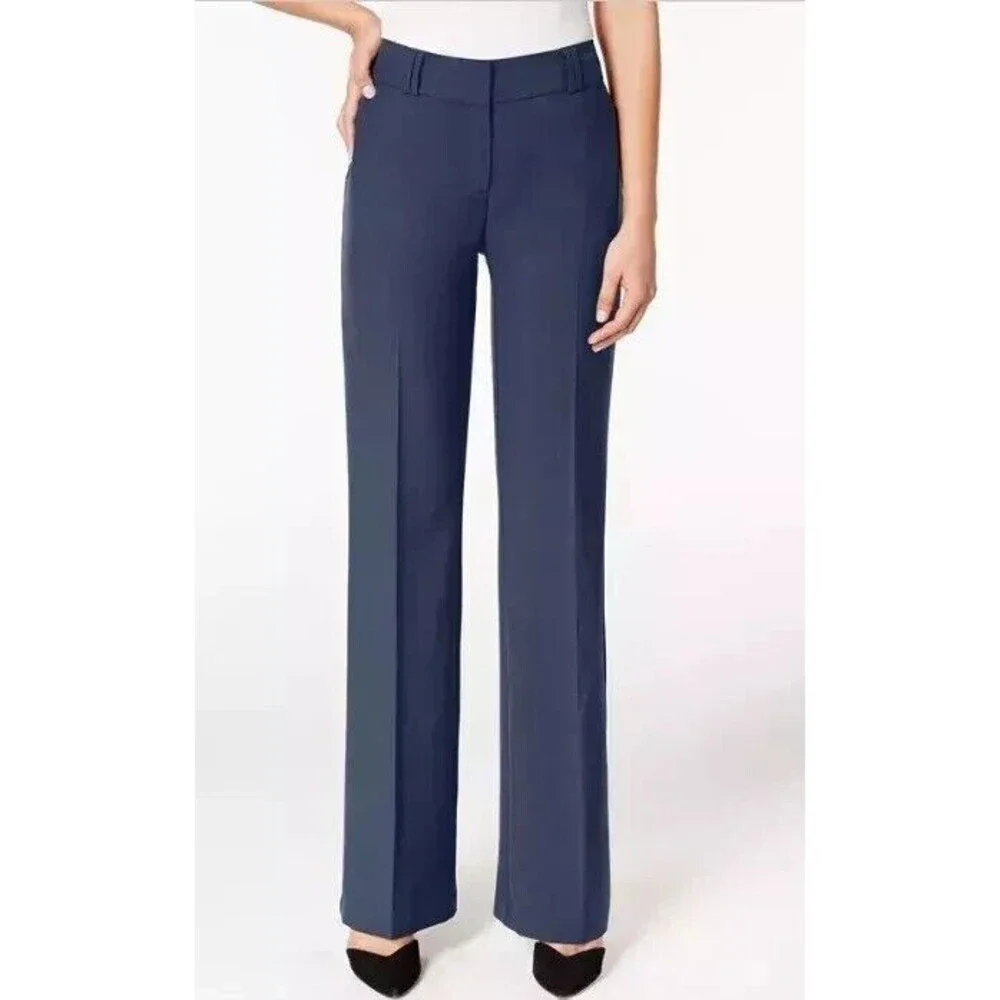 Alfani Essential Curvy Fit Bootcut Dress Pants Womens 4 Short Navy Blue NEW